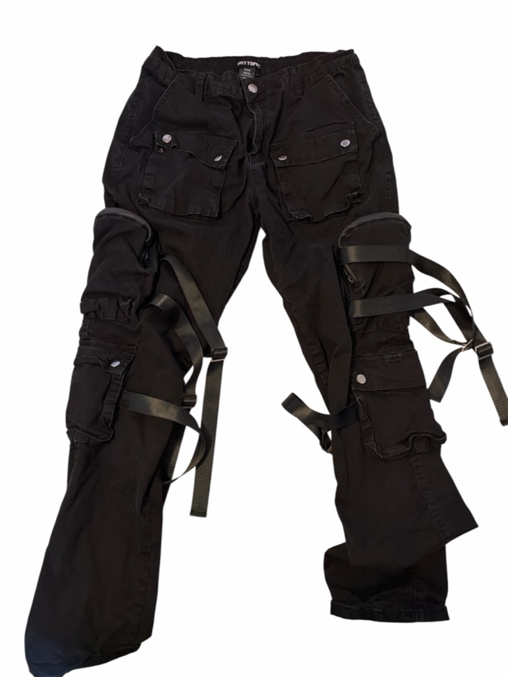 Hot Topic Black Strap Cargo Pants with Utility Pockets
